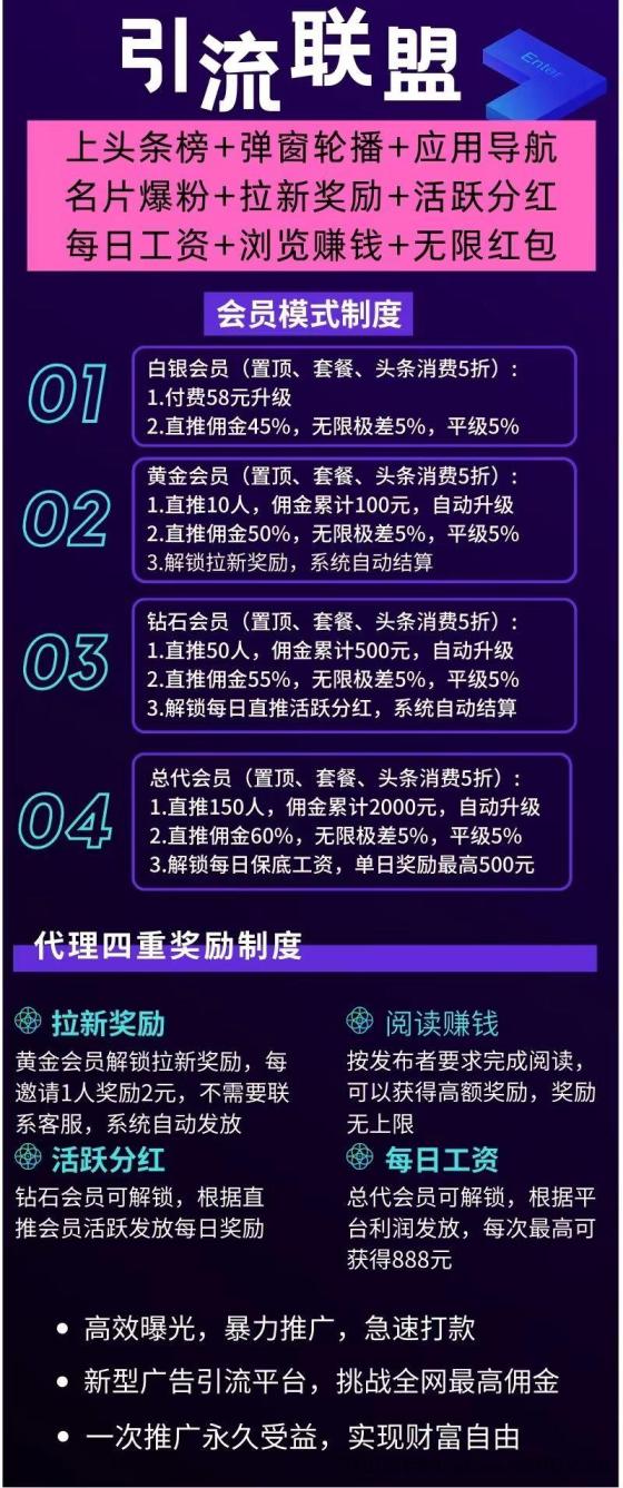 2023年最新广告发布平台《引流联盟》震撼登场，58元开通会员，永久免费发布信息！