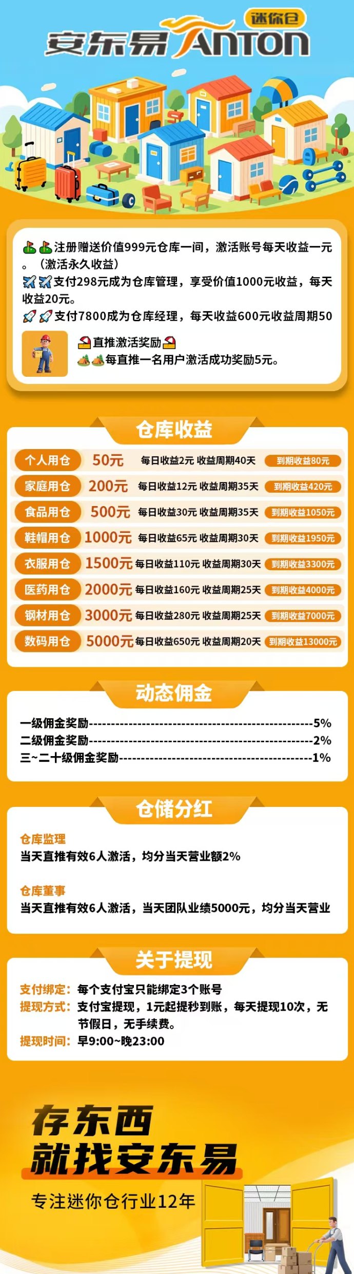安东易首码来袭，零撸分荭模式+迷你仓一站式服务，省心又稳定！