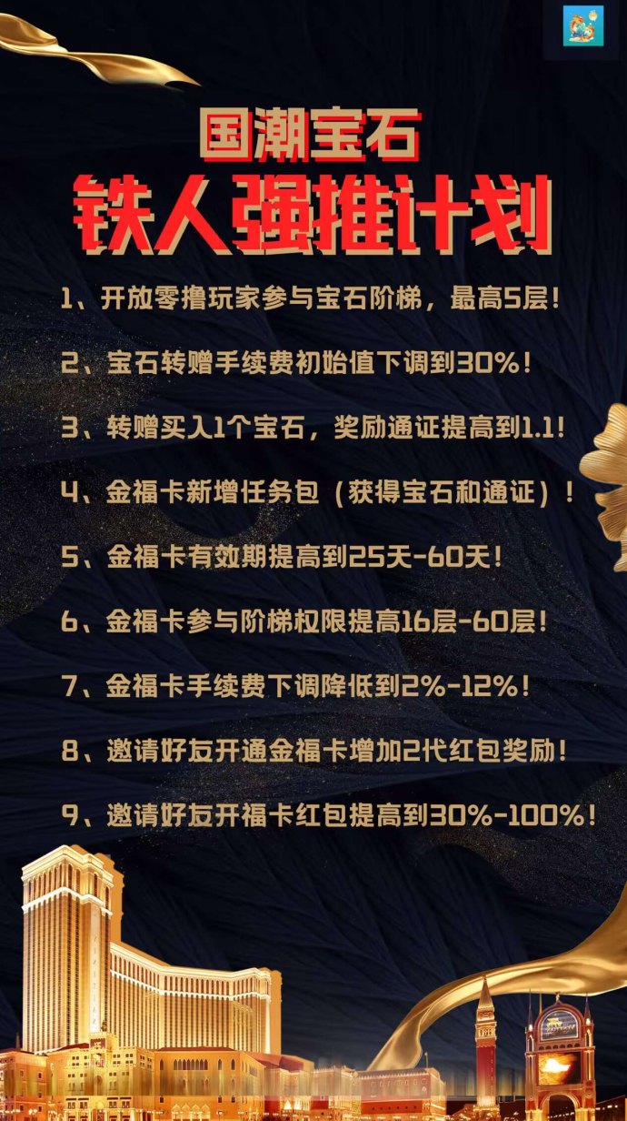 ​国潮宝石新版重磅升级！每日免费上层赚宝石，收溢秒到！