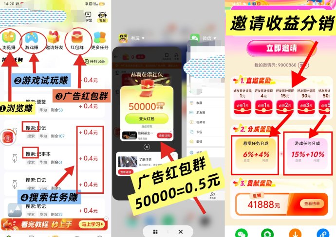 有玩搜索赚全面升级：高单价任务+广告放水玩法，每天轻松赚取二三十
