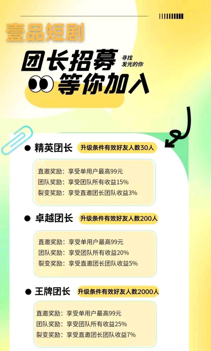 壹品短剧：零成本广告赚米，保底高收溢，团队模式轻松日赚百米！