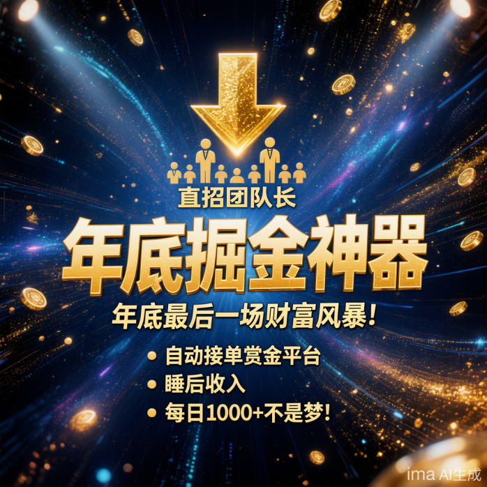 年底掘金神器：年底最后一场财富风暴！可零撸、自动接単，每天1000+不是梦！直招团队长。-汇一线首码网
