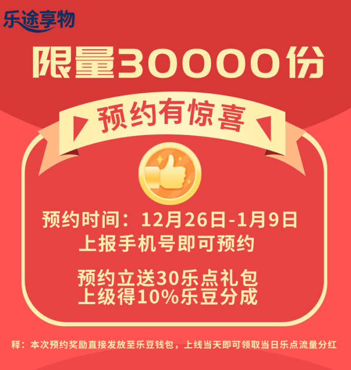跨年重磅项目来袭，乐途享物全面开启，多模式收溢平台正式预热中！