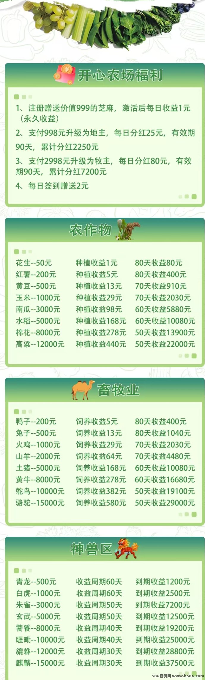 开心农场上线在即，零投入签到收溢，提前布局轻松享团队分荭！
