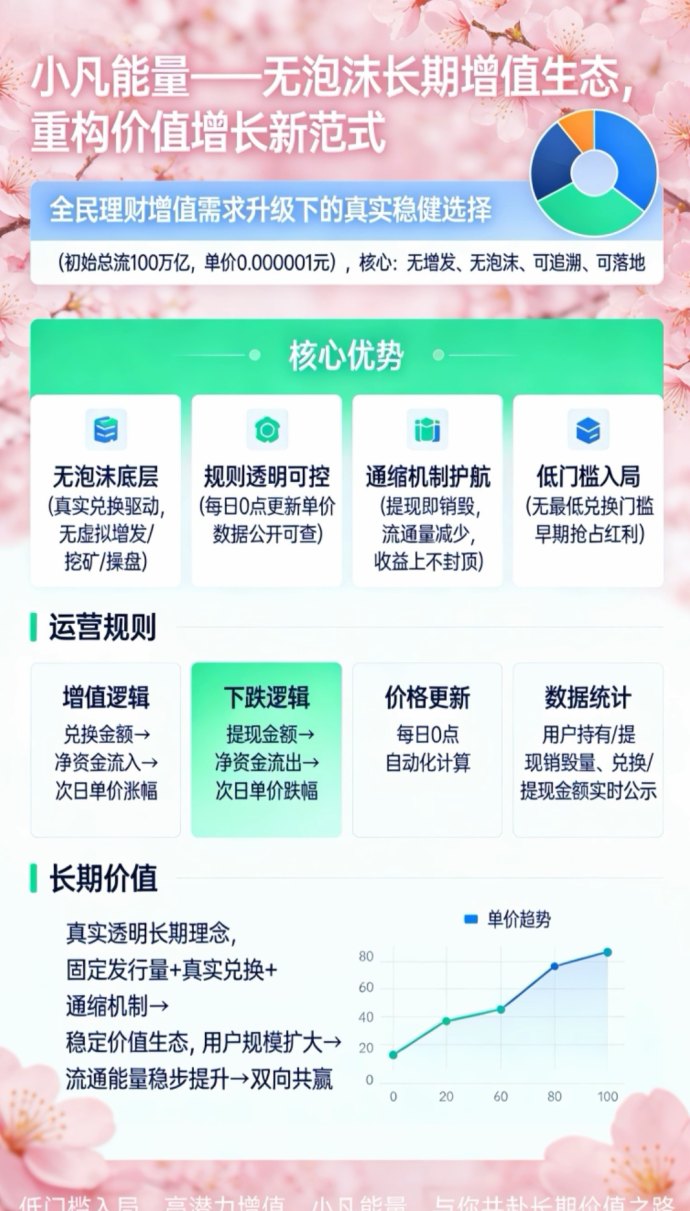 小凡能量上线！零门槛轻松兑换，自动增值稳健收溢，长期持有抢早期红利