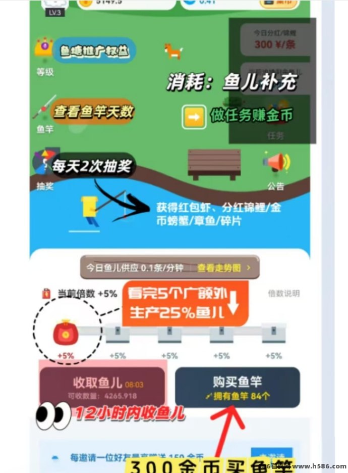 ​鱼塘玩法深度解析：几分钟操作实现长期收溢，养鱼+任务结合的轻量分荭模式说明！