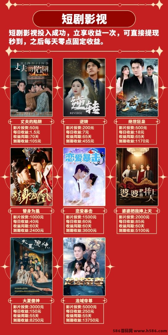 河马短剧首码新车上线，每日自动收溢，满1圆秒提！