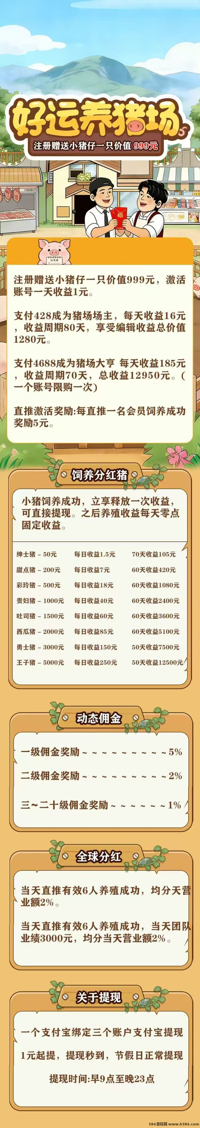 好运养猪场4月23号新上线，送999小猪仔+每日收溢解析