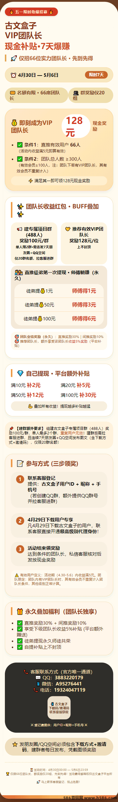 古文盒子五一活动解析：VIP团队长补贴与团队奖励说明