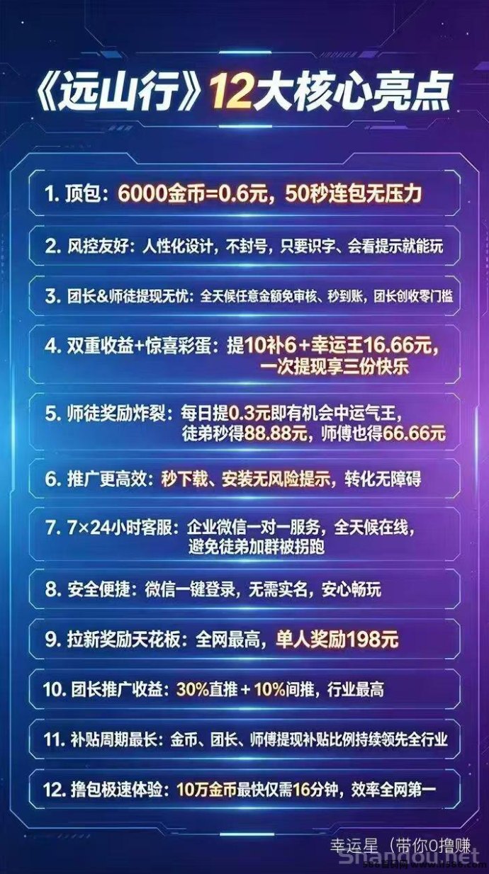 远山行新台子上线：0撸广告赚，单机每天20+，提取补贴高！