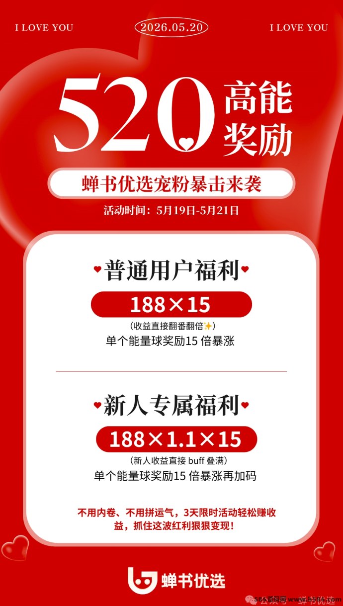​婵书优选首码上线：每日六广告，自动赚能量，保底上涨！