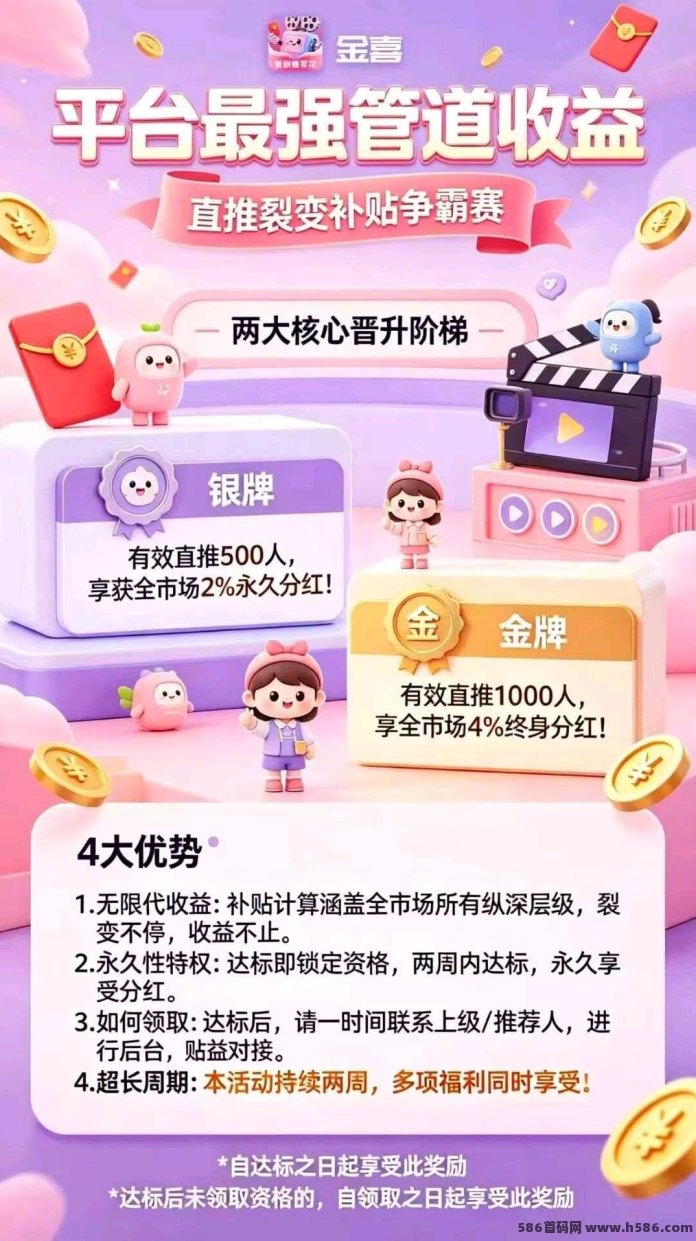​金喜首码上线，保底+顶包5000，看广告赚收溢，支持开高团！